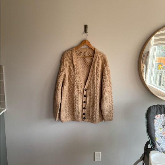 Vintage America Sweaters - Vintage America Cable Knit Cardigan in Cream